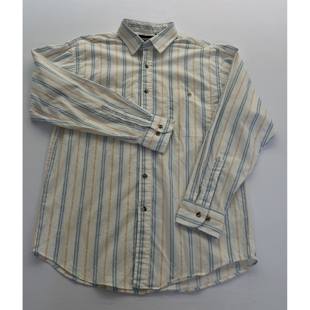 Oakton Limited Vintage Mens Preppy Striped Button Down Shirt M Blue Peach A14054